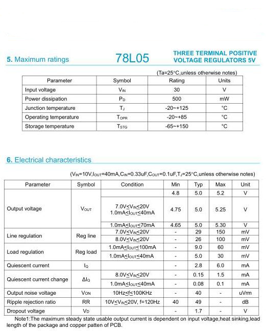 78L05規格書PDF