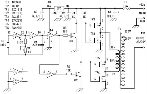 12v升220v升壓電路圖