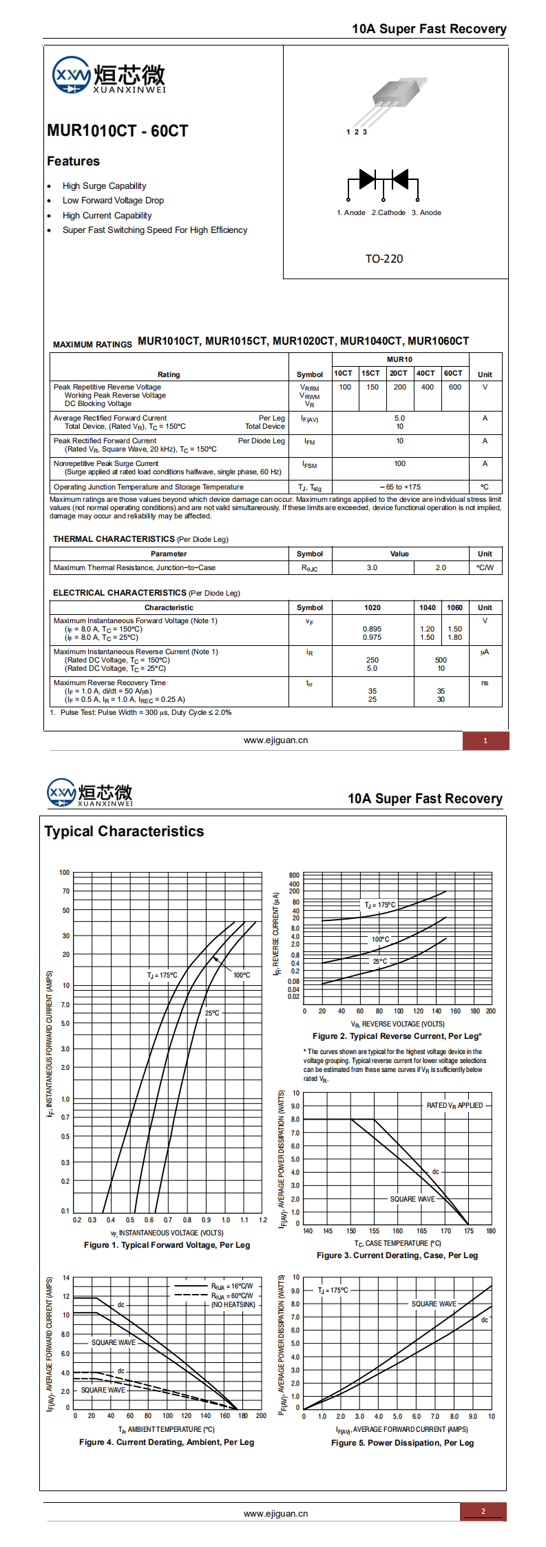 MUR1040CT快恢復二極管