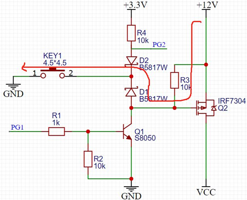 PMOS 一鍵開關機 電路