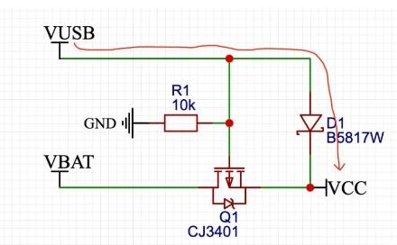 USB外接電源 鋰電池自動切換電路